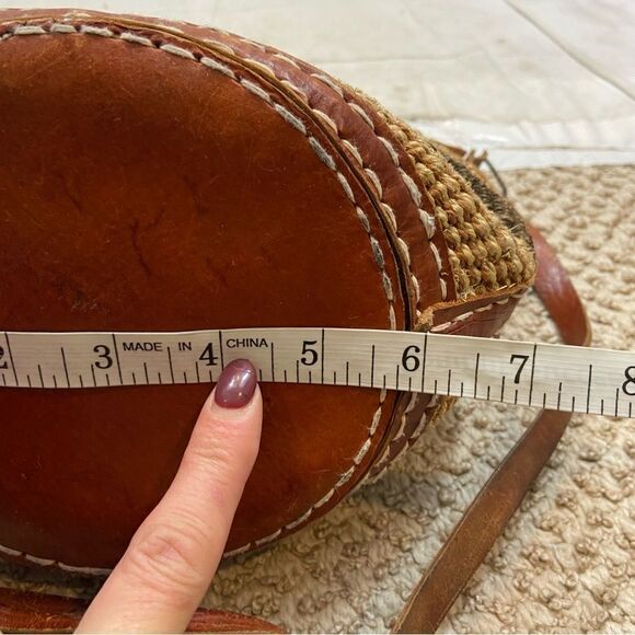 Vintage African Genuine Leather and Woven Purse Handbag - Picture 13 of 15